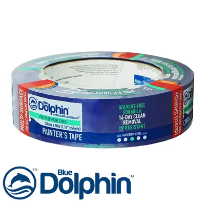 Лента малярная Голубая Dolphin для Деликатных поверхностей 30мм*50м