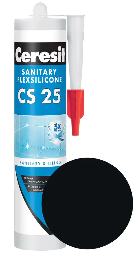 Герметик силиконовый санитарный, черный № 18, 280мл, Ceresit /CS 25/