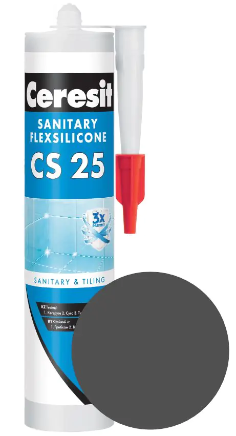 Герметик силиконовый санитарный, графит № 16, 280мл, Ceresit /CS 25/