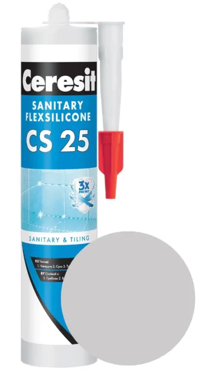 Герметик силиконовый санитарный, серебряно-серый № 04, 280мл, Ceresit /CS 25/