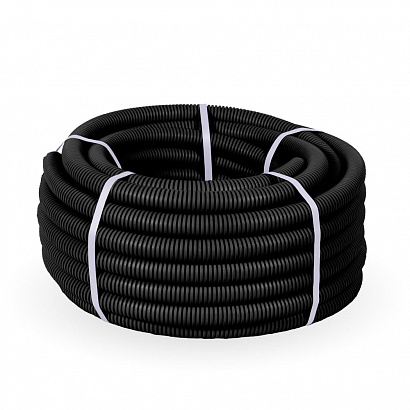 Труба гофрированная ПНД (HF) чёрная с/з d25мм (50м/уп)  РФ