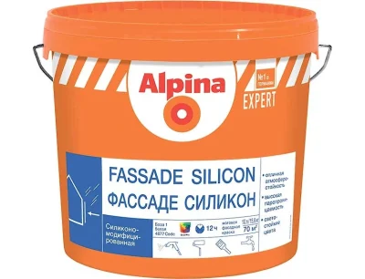 Краска ВД-АК Alpina EXPERT Fassade Silicon база 3, прозрачная, 9,4 л / 12,8 кг